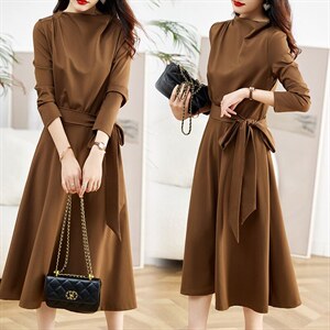 现货-2023秋季新款时尚气质显瘦大摆连衣裙，女装连衣裙，新思路