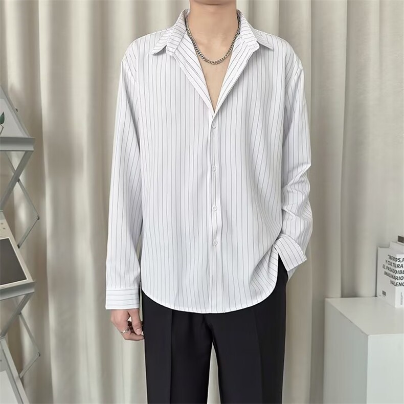 条纹衬衫男2023春秋季新款抗皱免烫商务休闲衬衣FT4P38,男装衬衫,星座1116-2