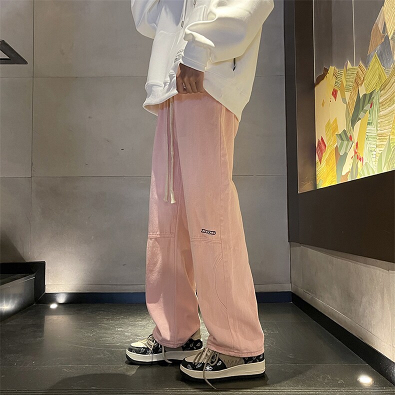 工装风牛仔裤男美式高街ins潮牌欧美街头宽松直筒裤子N05082-P45图片