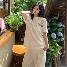 万针全刺绣解构设计260克重磅双纱纯棉高品质美式高街短袖T恤特35，男装T恤，电商A486