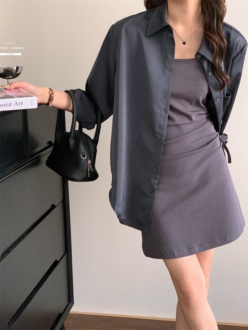 香丽迪网红chic高级感丝滑醋酸外披两件套,女装其它,香丽迪1