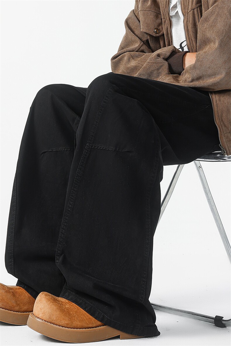 8XL-M工装裤男秋季日系男直筒宽松阔腿休闲弯刀裤子男K9177P65,男装工装外套,电商D206-1