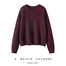 金银丝圆领百搭时尚2025套头衫，女装针织衫/毛衣，兴泰羊绒