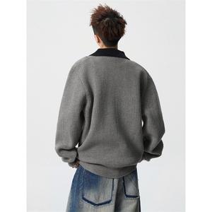 8845-P75 2025年秋冬新款休闲毛衣男士时尚长袖宽松针织衫上衣图片