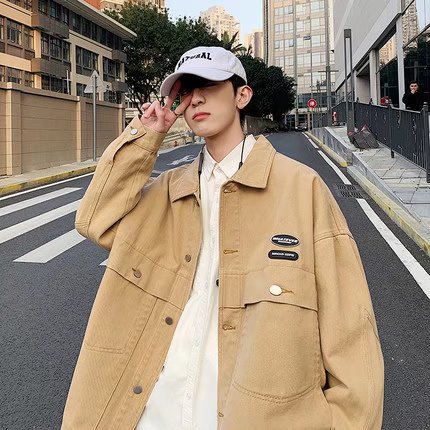 牛仔工装夹克男春季美式复古潮流vibe百搭休闲外套炸街情侣款上衣,男装工装外套,星座1210-1