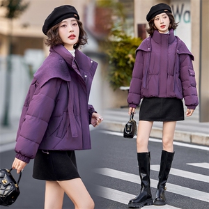 【24冬季新品】针织拼接可拆卸立领羽绒服~短款面包服羽绒服女图片