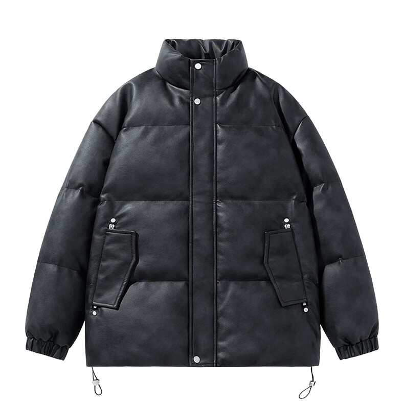 可二开高品质潮牌宽松PU皮衣棉服情侣棉衣A161-MY8170,男装皮衣,电商A161