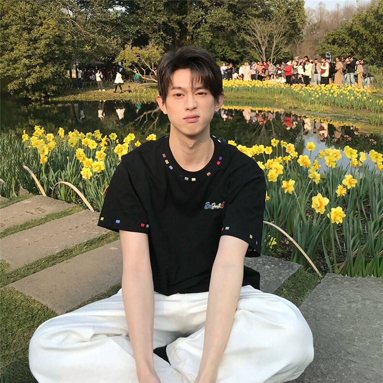 万针刺绣短袖T恤衫宽松百搭短袖D328-QBS03-P35,男装T恤,电商D328