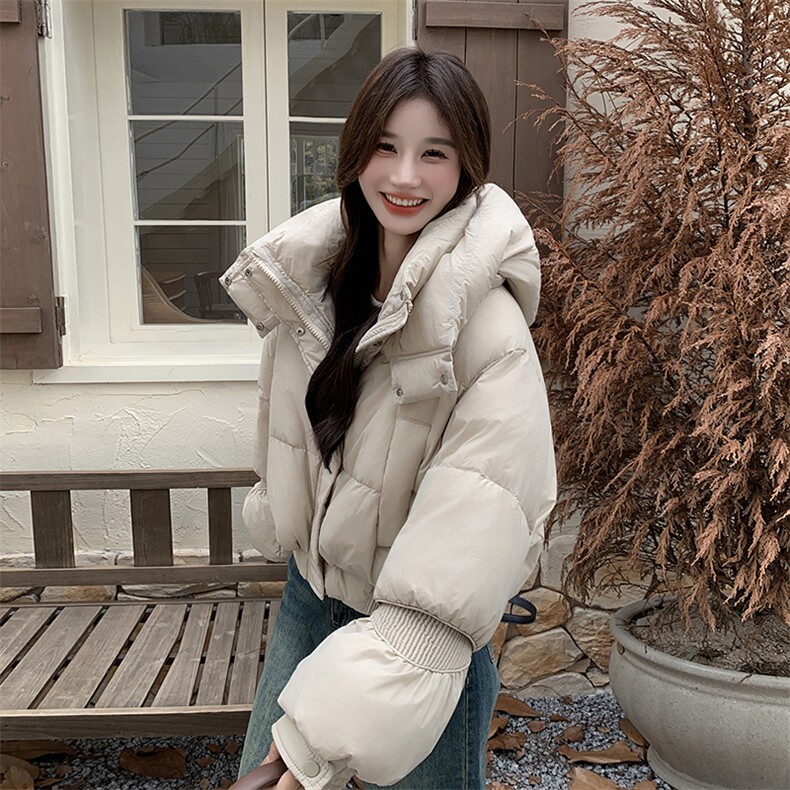 【新款现货】设计感连帽短款小个子白鸭绒面包服99819款P235K338,女装羽绒服,2C316