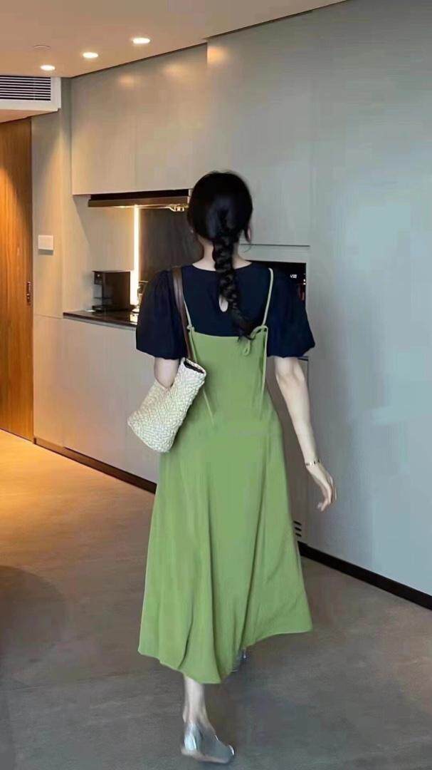 夏装两件套连衣裙，女装连衣裙，贻思茗