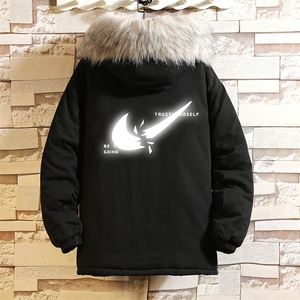 MM48111-P130冬季大毛领衣男士大码加厚袄男服砖墙挂拍