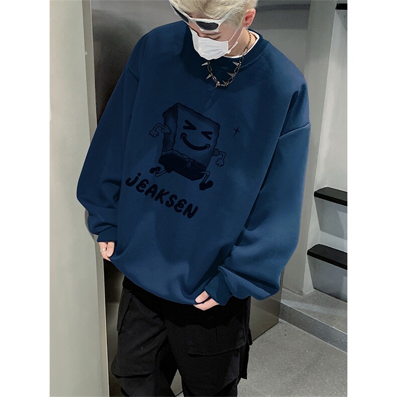 抖音品质秋季新款海绵宝宝仿棉圆领卫衣wycm5621-特批28控49,男装卫衣,星座605(原A050)