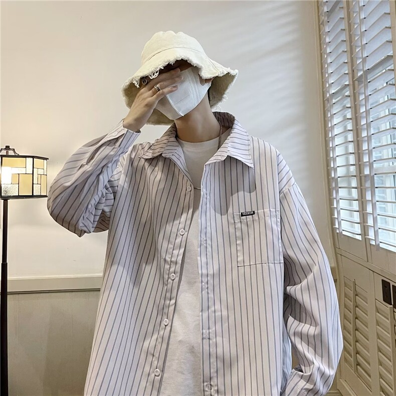 男春秋情侣宽松休闲衬衣C55P32,男装衬衫,星座1116-2