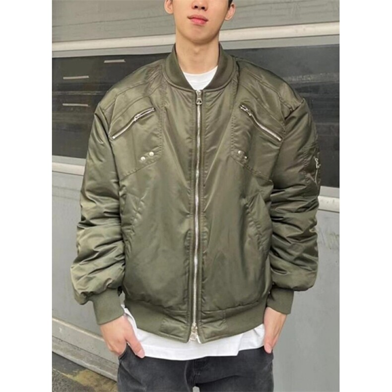 秋冬夹克棉服男多拉链个性立领抽皱飞行员外套百搭M6102,男装夹克,星座1116A（原606A-3）
