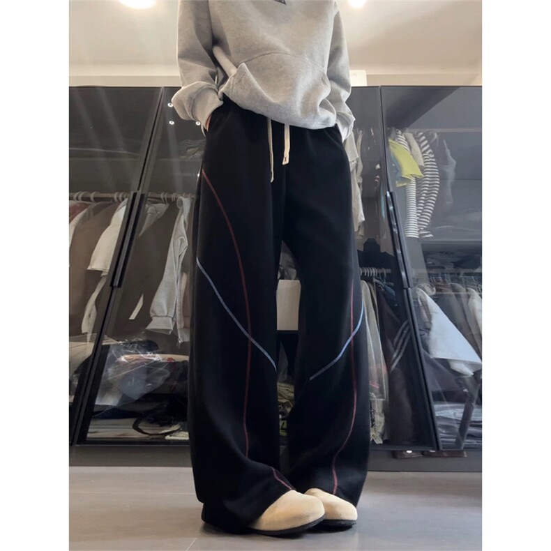网图有货美式哈苏明线宽松垂感阔腿休闲运动卫裤男A956-特P30,男装休闲裤,星座1505