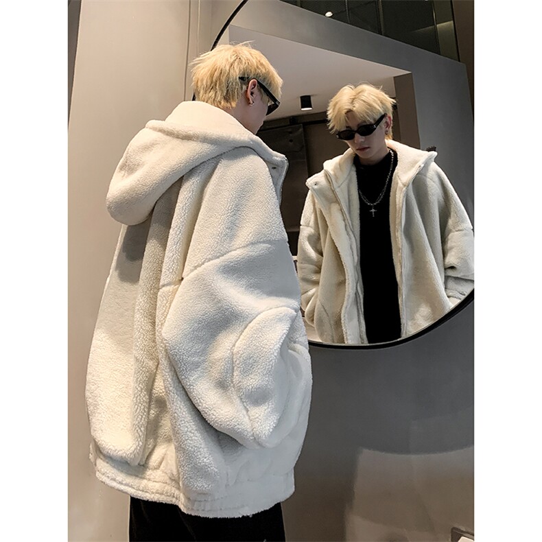 美式冬季羊羔毛外套连帽羊羔绒男韩版宽松保暖加厚棉衣HY676TP98,男装棉衣,电商A102B