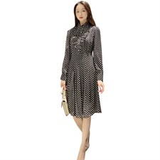 2021春装新款时尚优雅气质修身圆点连衣裙，女装连衣裙，深水步