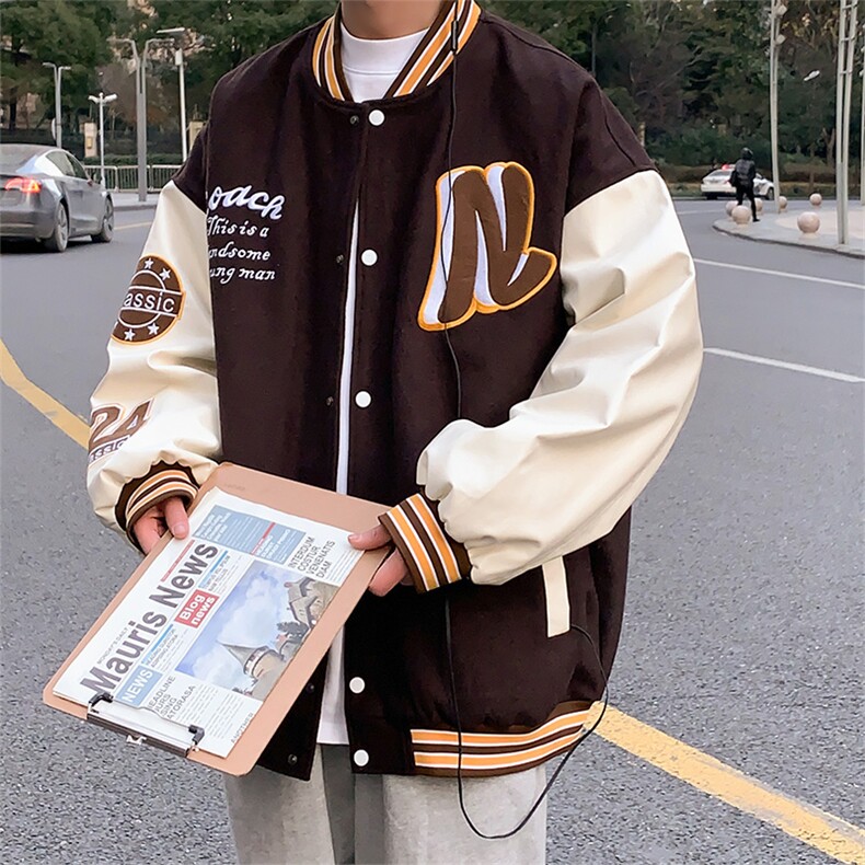 秋款棒球服夹克外套男潮牌潮流字母刺绣情侣学生22119-P70控118,男装夹克,星座717