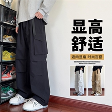 抖音品质宽松直筒休闲裤男潮牌速干工装裤A146-GY590特p26量大优，男装休闲裤，HDA146