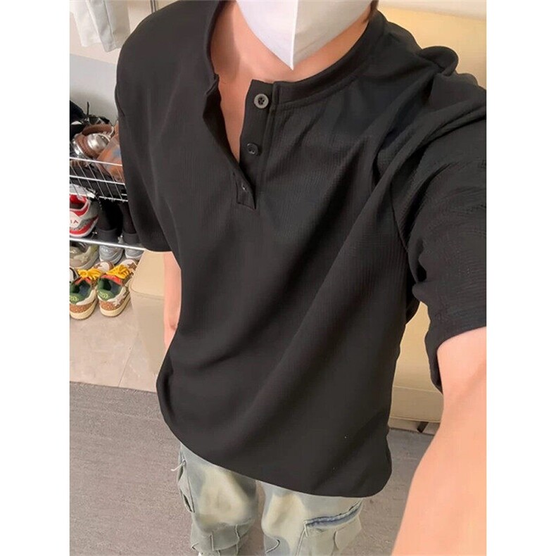 XZ809A/HFDX01/特P14华夫格亨利领短袖T恤,男装T恤,星座809A(原222-1)