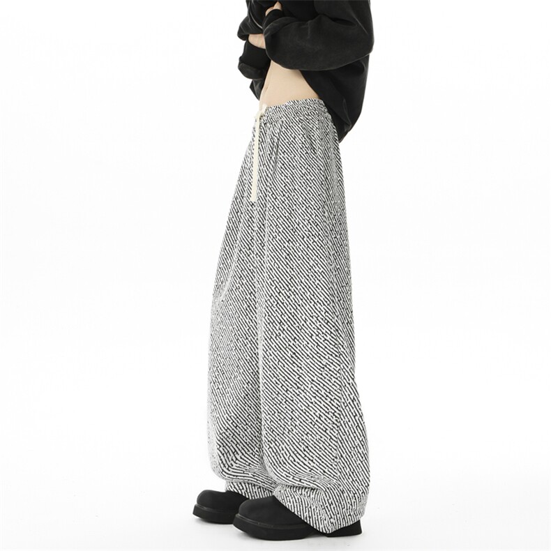 8XL-M大码美式复古斜条纹裤子加绒雪尼尔慵懒加绒休闲裤KZ1940P68,男装休闲裤,电商B238