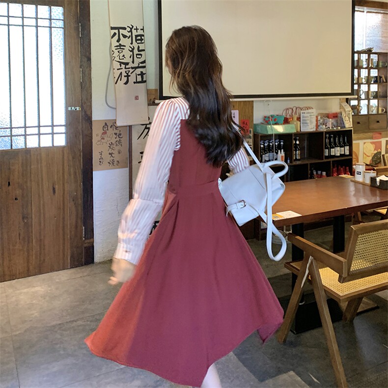 2024年秋季新款条纹拼接假两件套连衣裙B2-206-2819-P165K248,女装连衣裙,浙宝220