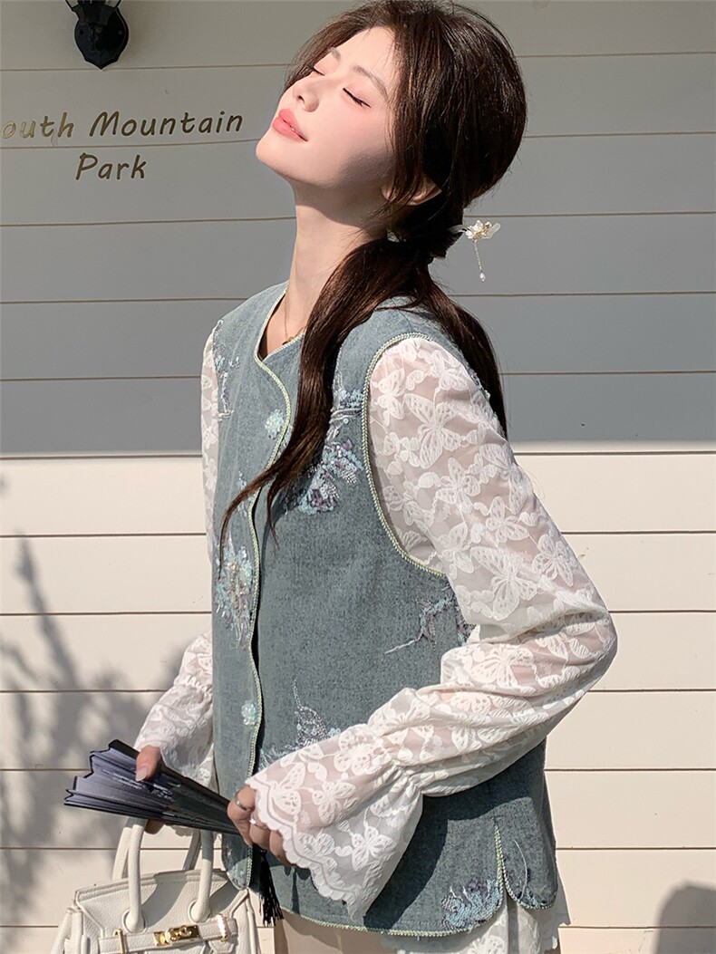 现货新款牛仔马甲套装2B114-P215-K358,女装牛仔外套,网红馆