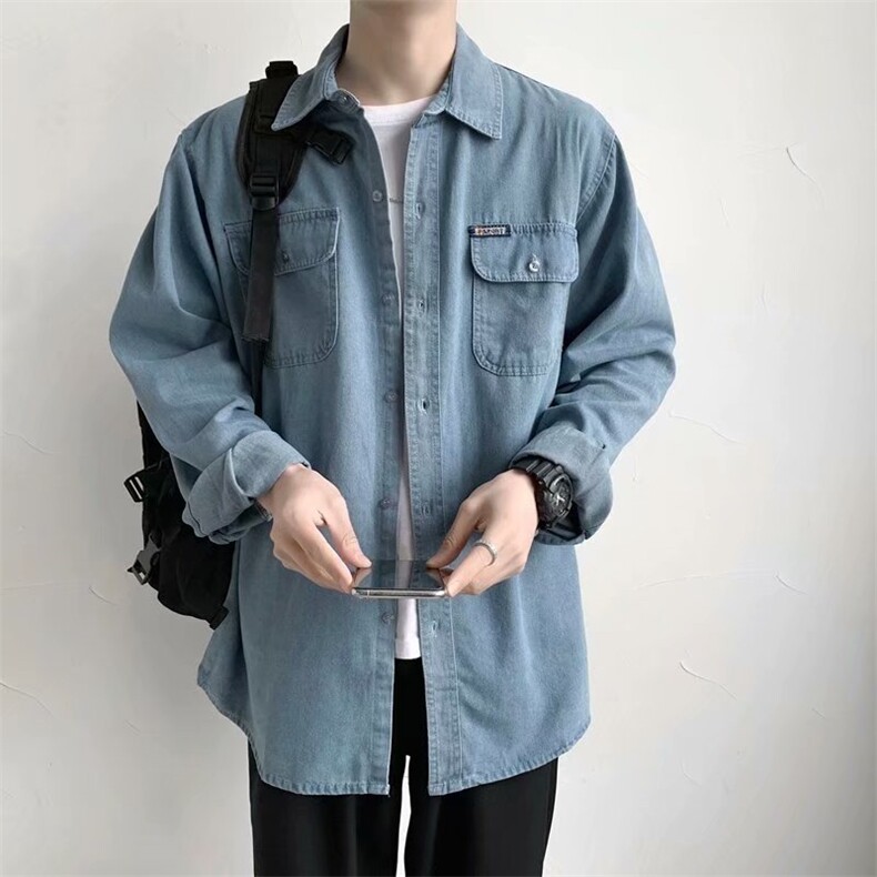 春秋季牛仔夹克韩版潮流工装长袖衬衣宽松港风休闲外套CS29-P45,男装夹克,星座1008