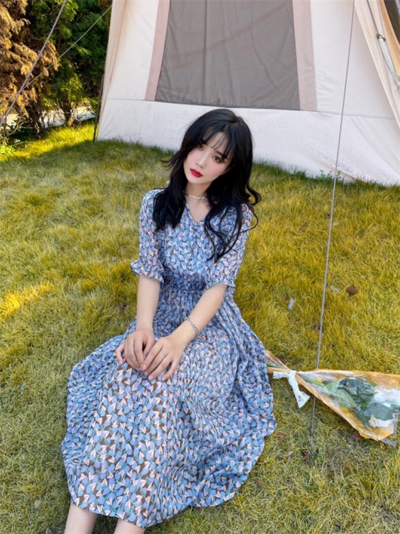 碎花连衣裙，女装连衣裙，云落伊里(1F)