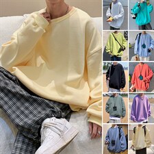 港风模特10色圆领套头卫衣男时尚外套情侣款WY98P25控38，男装卫衣，电商A089-1