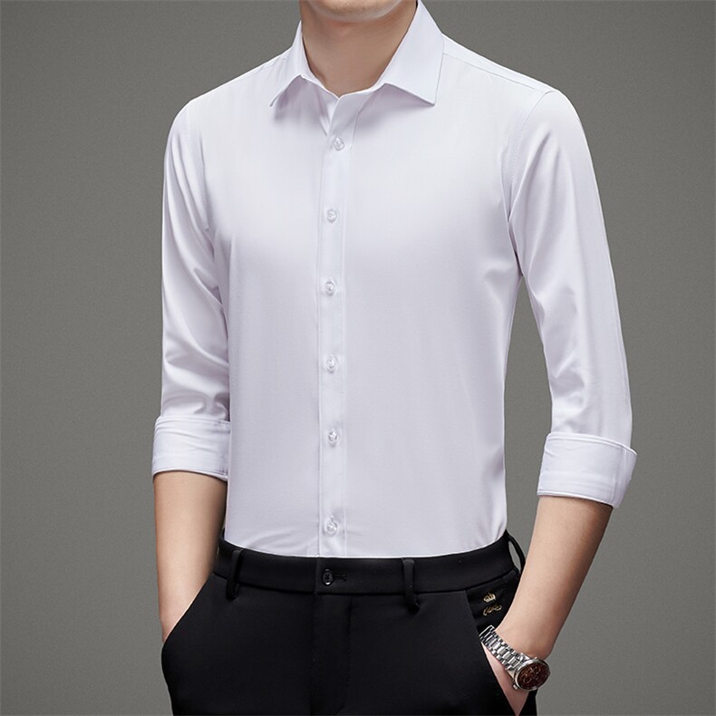 D-K001竹纤维男式服装新款衬衫男长袖翻领休闲四季可穿衬衣P68图片