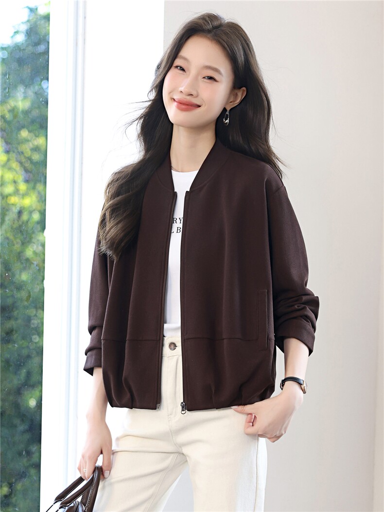 休闲立领短外套女2025早春秋新款百搭显瘦流行棒球服夹克上衣,女装短外套,涵誉