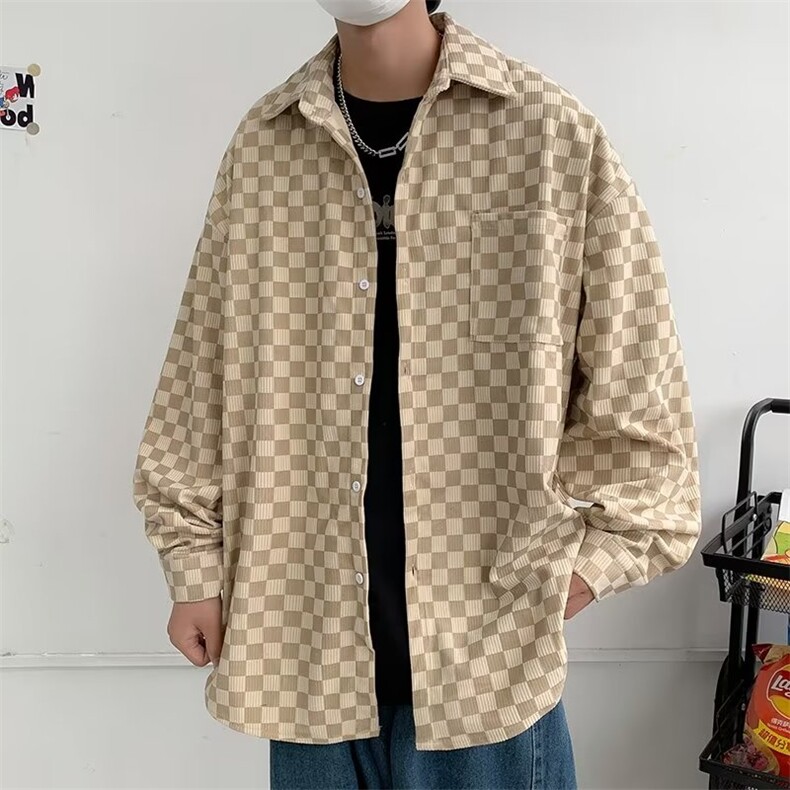 长袖灯芯绒衬衫男港风日系韩版潮流帅气衬衣KC323P37,男装衬衫,星座1116-2