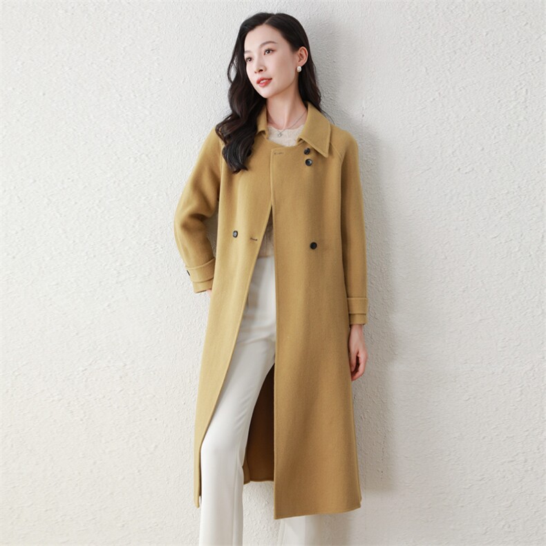 时尚高端双面羊毛大衣女秋冬季新款中长款显瘦毛呢外套气质百搭,女装双面呢大衣,阿舍尔精品