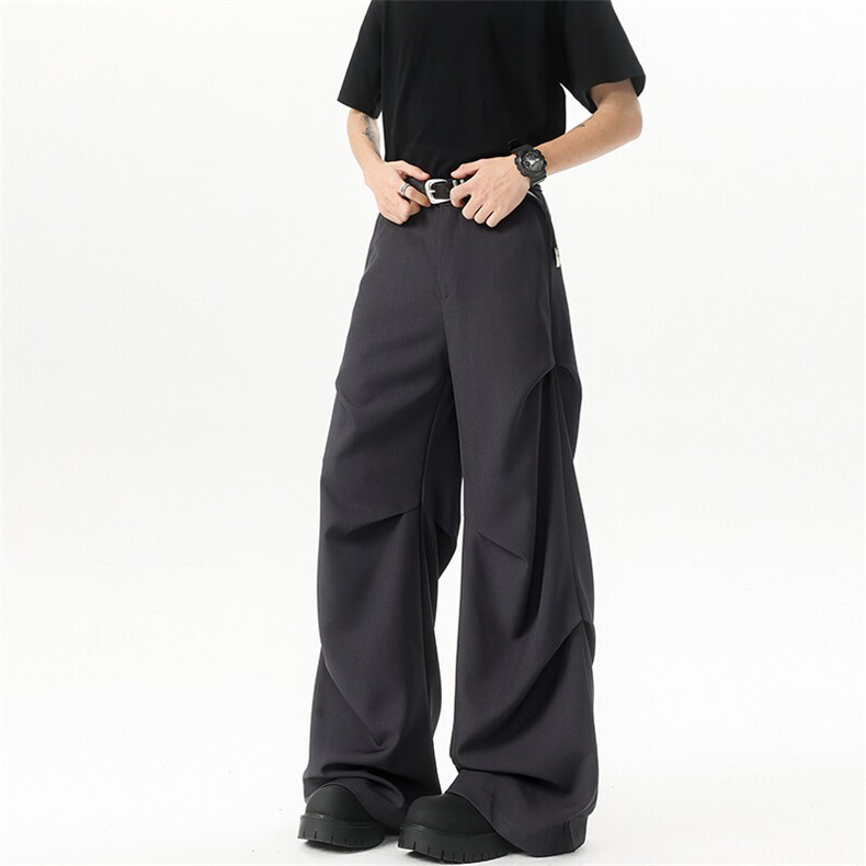 8XL-M立体褶皱设计西裤小众高街阔腿休闲裤特大码男裤K994P68控88,男装休闲裤,电商D206-1