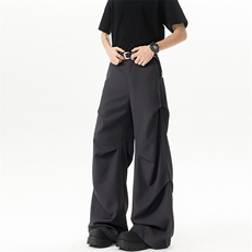 8XL-M立体褶皱设计西裤小众高街阔腿休闲裤特大码男裤K994P68控88，男装休闲裤，电商D206-1