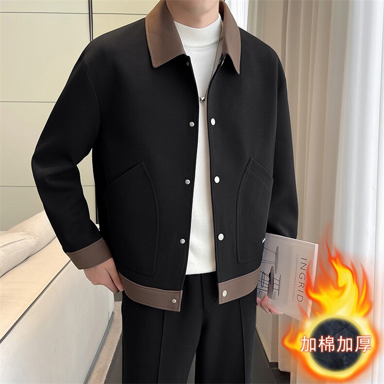 轻熟风~抖音拼色加厚夹克外套M~5XL K505/P95 加棉P100图片