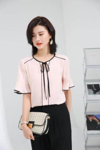 现货夏季新款木耳边撞色上衣，其它，秋子丰色(3F)