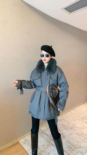 【现货】冬季新款，狐狸毛细腰带棉衣，女装棉衣/棉服，东洋天堂之花