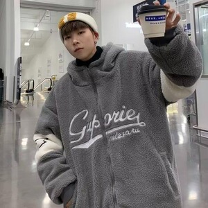 气质日系慵懒新款潮流文艺流行时尚百搭简约上衣羊羔绒外套图片