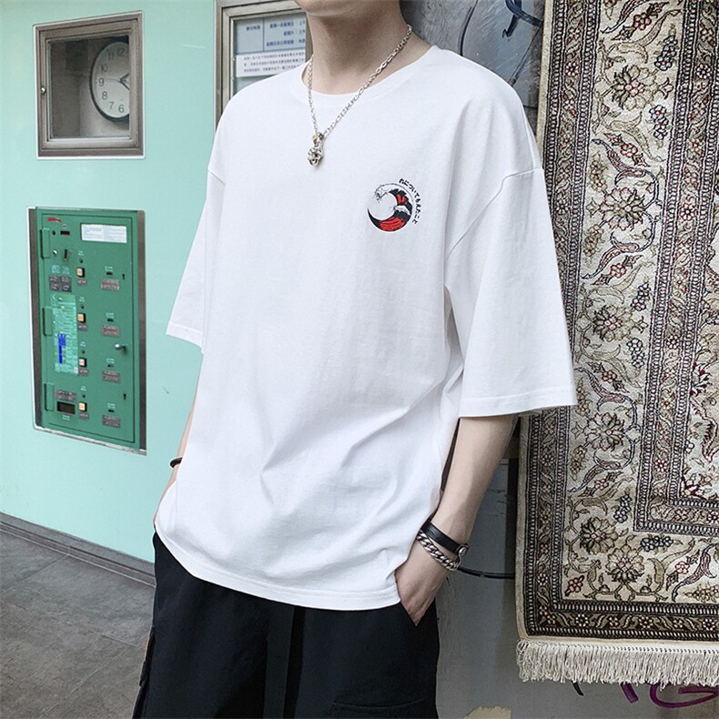 夏季青少年潮流印花短袖t恤男士休闲五分半袖上衣服DS342TP25，男装T恤，电商A102