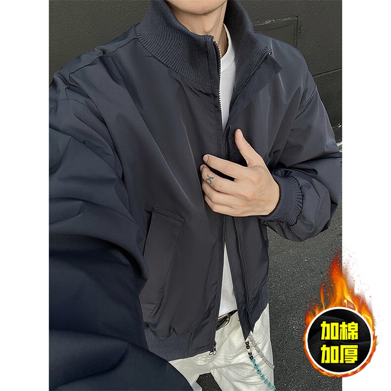 棉衣5W件现货冬季美拉德立领飞行夹克廓形高街棒球服加棉加厚外套，男装夹克，电商A486