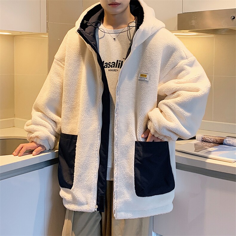 港风两面穿羊剪绒棉衣男宽松加厚棉衣外套MY8950-P98,男装棉衣,星座1204-3
