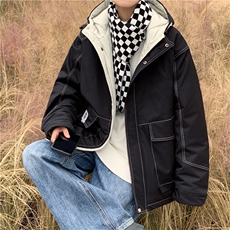 2025冬季男工装辑明线连帽羽绒棉服A338-1MY87P135控158，男装棉衣，电商D325