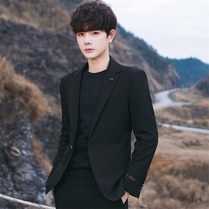 火焰山春秋季款男西服青少年韩版简约时尚休闲西服两件套313P155，男装西服，电商A355（原A415）