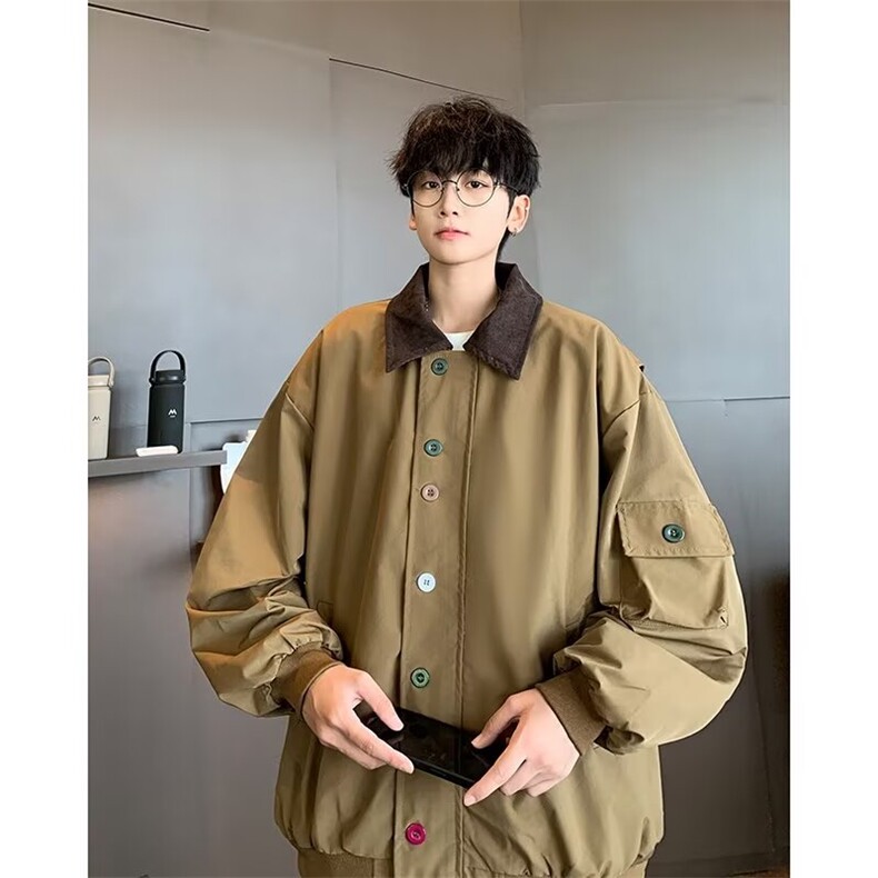 撞色夹克外套男高级感2024新款宽松百搭棒球服休闲上衣W6097-P62,男装夹克,星座412-2
