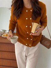 设计感浣熊绒羊毛双排扣开衫，其它，Hello Tina