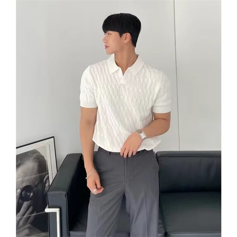 夏季新款拉链青春流行休闲冰丝T恤针织衫WB07P42,男装T恤,星座1116-2