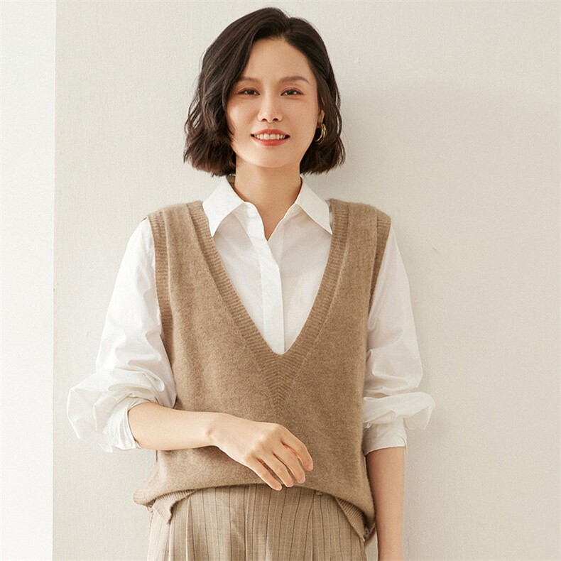 2024秋季新款V领三扣马甲复古百搭，女装马甲，蚂蚁派对工厂直营店