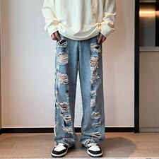 牛仔裤男秋季潮大码休闲裤子高街HK89P46，男装牛仔裤，星座1116-2